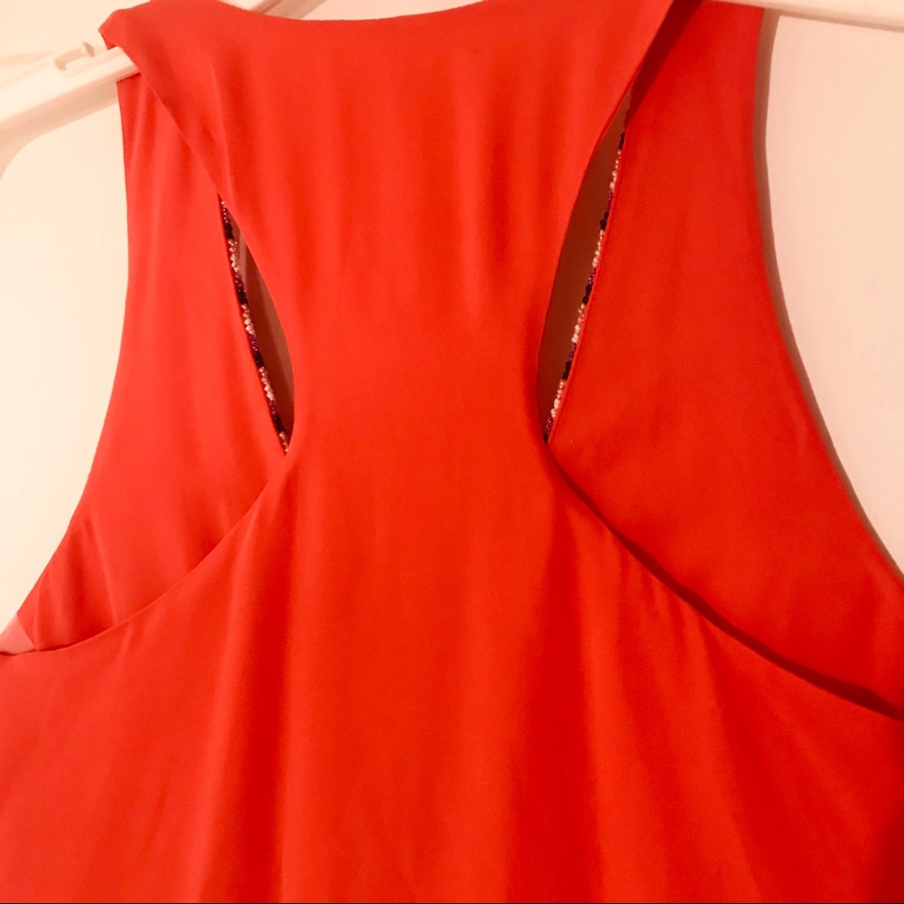 Parker Womens Silk Tank Top Beaded Orange Size XS Asymmetric Hem Boho Resortwear - Picture 6 of 14